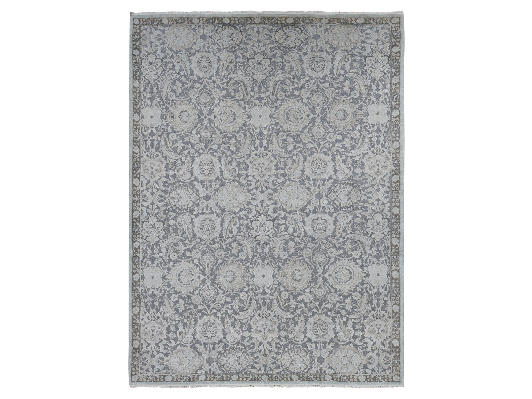Oushak Oushak hand-knotted wool/silk rug in Gray, 9'1" x 12'5" — SKU O087093