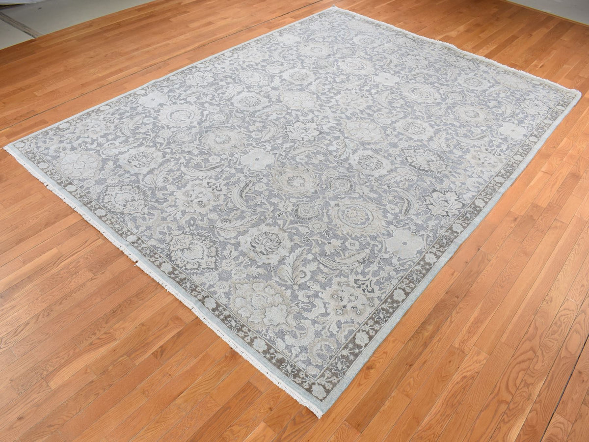 Oushak Oushak hand-knotted wool/silk rug in Gray, 9'1" x 12'5" — SKU O087093 (view 3)