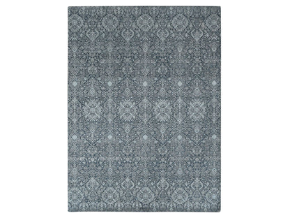 Modern / Contemporary hand-knotted wool/silk rug in Gray, 9' x 12'2" — SKU O087094