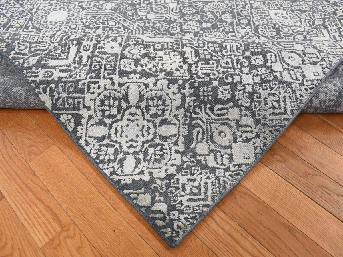 Modern / Contemporary hand-knotted wool/silk rug in Gray, 9' x 12'2" — SKU O087094 (view 5)