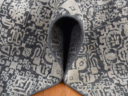 Modern / Contemporary hand-knotted wool/silk rug in Gray, 9' x 12'2" — SKU O087094 (view 6)