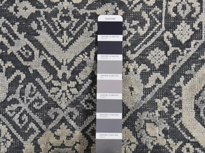 Modern / Contemporary hand-knotted wool/silk rug in Gray, 9' x 12'2" — SKU O087094 (view 7)