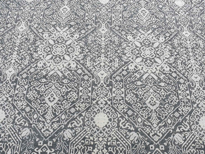 Grey 9'0" x 12'2" Modern / Contemporary Hand knotted Wool/Silk Rug - Sku: O087094
