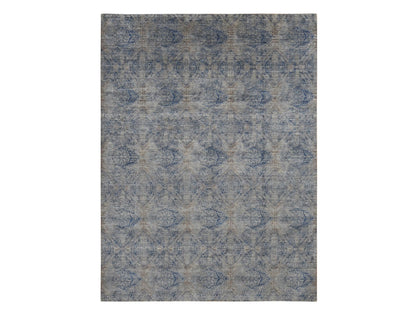 Modern / Contemporary hand-knotted wool/silk rug in Gray, 9' x 12' — SKU O087095