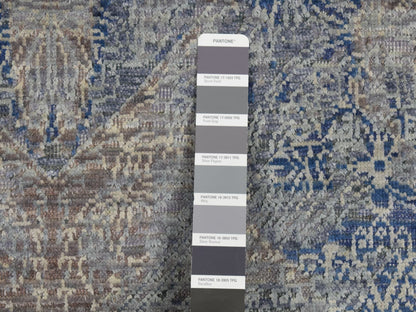 Modern / Contemporary hand-knotted wool/silk rug in Gray, 9' x 12' — SKU O087095 (view 7)