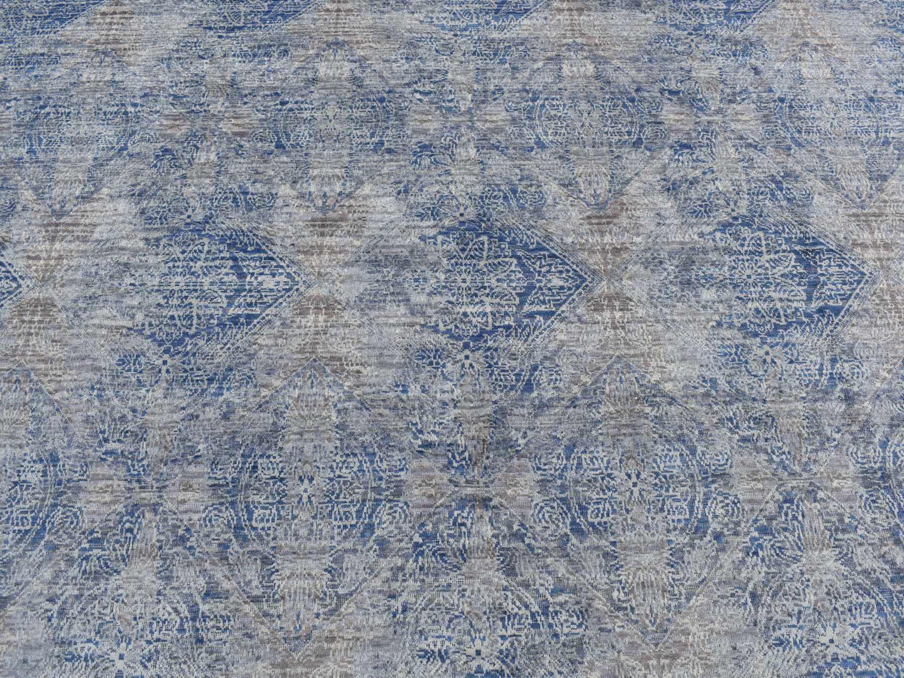 Modern / Contemporary hand-knotted wool/silk rug in Gray, 9' x 12' — SKU O087095 (view 8)