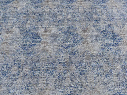 Modern / Contemporary hand-knotted wool/silk rug in Gray, 9' x 12' — SKU O087095 (view 8)