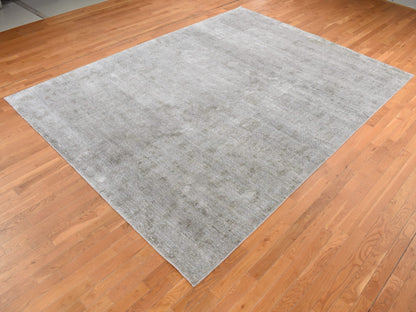 Grey 9'0" x 12'0" Modern / Contemporary Hand knotted Wool/Silk Rug - Sku: O087096