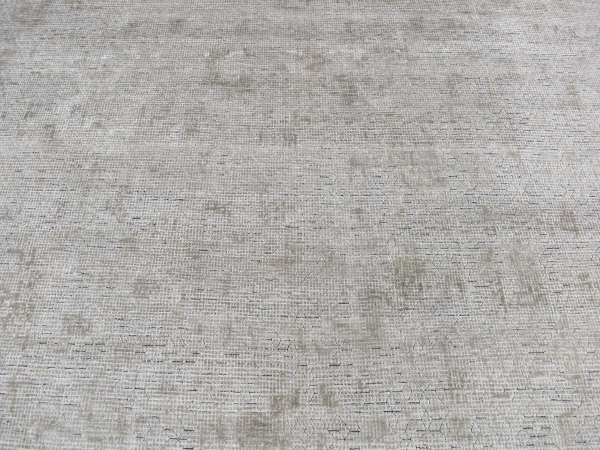 Modern / Contemporary hand-knotted wool/silk rug in Gray, 9' x 12' — SKU O087096 (view 8)