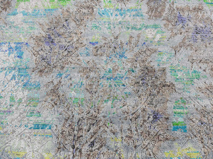 Modern / Contemporary hand-knotted sari silk rug in Gray, 8'9" x 11'10" — SKU O087097 (view 8)