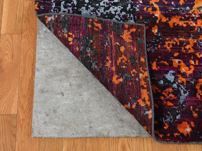 Blue 8'10" x 12'0" Modern and Contemporary Hand knotted Wool/Silk Rug - Sku: O087098