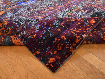 Blue 8'10" x 12'0" Modern and Contemporary Hand knotted Wool/Silk Rug - Sku: O087098