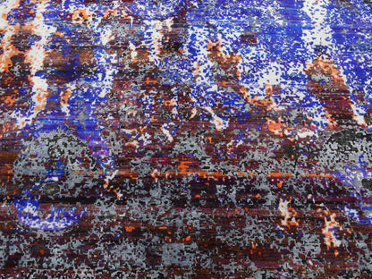 Blue 8'10" x 12'0" Modern and Contemporary Hand knotted Wool/Silk Rug - Sku: O087098