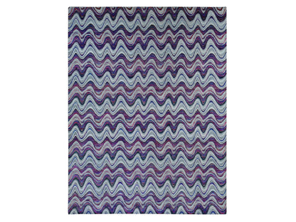 Modern / Contemporary hand-knotted wool/silk rug in Ivory, 9' x 11'10" — SKU O087100