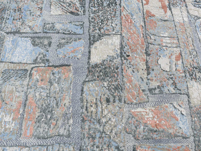 Modern / Contemporary hand-knotted wool/silk rug in Gray, 9' x 12'2" — SKU O087102 (view 8)