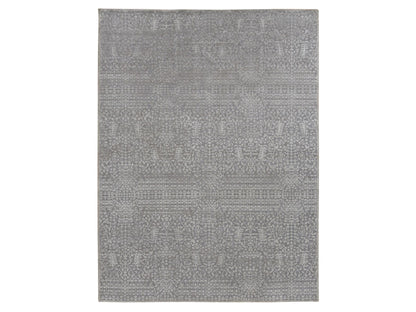 Modern / Contemporary hand-knotted wool/silk rug in Gray, 9' x 12'1" — SKU O087104