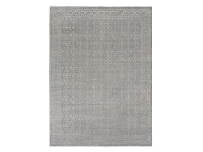 Modern / Contemporary hand-knotted wool/silk rug in Gray, 8'10" x 12' — SKU O087105