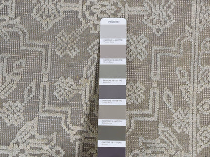 Modern / Contemporary hand-knotted wool/silk rug in Gray, 8'10" x 12' — SKU O087105 (view 7)