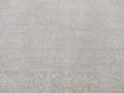 Modern / Contemporary hand-knotted wool/silk rug in Gray, 8'10" x 12' — SKU O087105 (view 8)