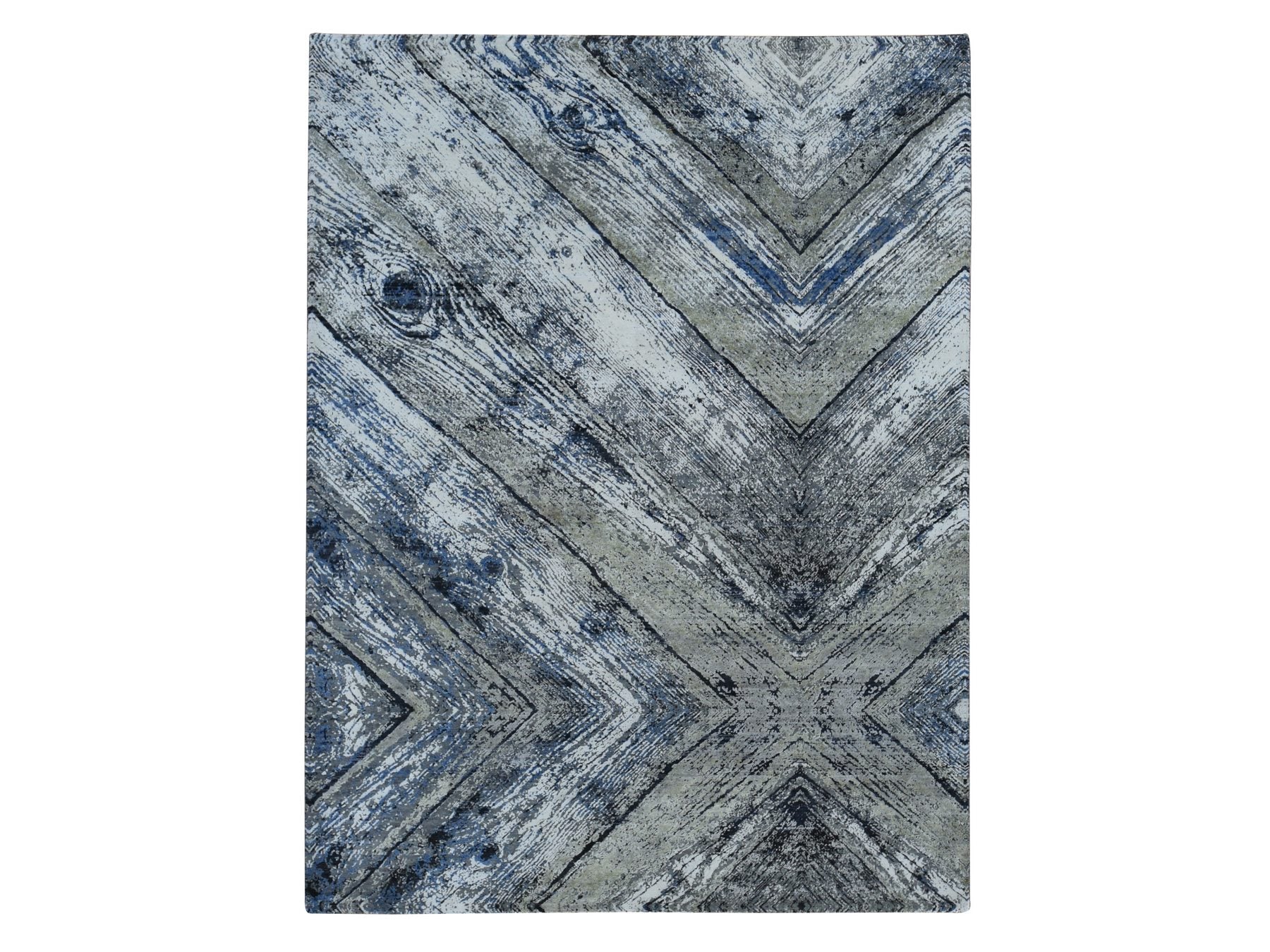 Modern / Contemporary hand-knotted wool/silk rug in Gray, 9' x 12'1" — SKU O087107