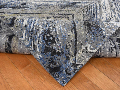 Modern / Contemporary hand-knotted wool/silk rug in Gray, 9' x 12'1" — SKU O087107 (view 5)