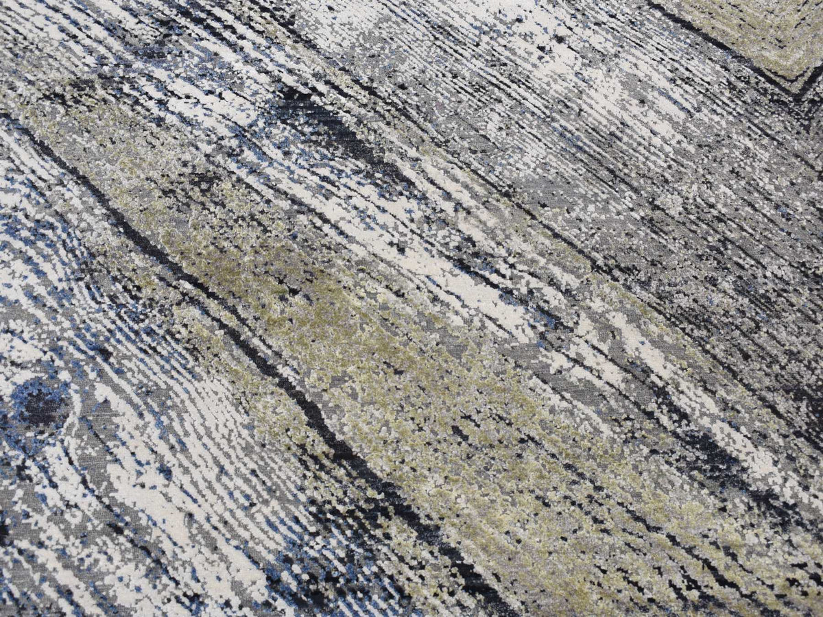Modern / Contemporary hand-knotted wool/silk rug in Gray, 9' x 12'1" — SKU O087107 (view 8)