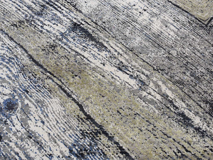 Modern / Contemporary hand-knotted wool/silk rug in Gray, 9' x 12'1" — SKU O087107 (view 8)