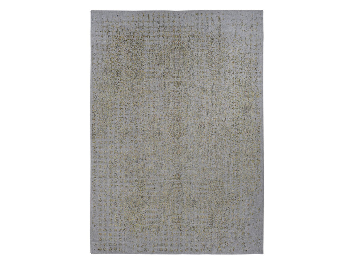 Mamluk Transitional hand-knotted wool/silk rug in Gray, 9'10" x 14' — SKU O087112