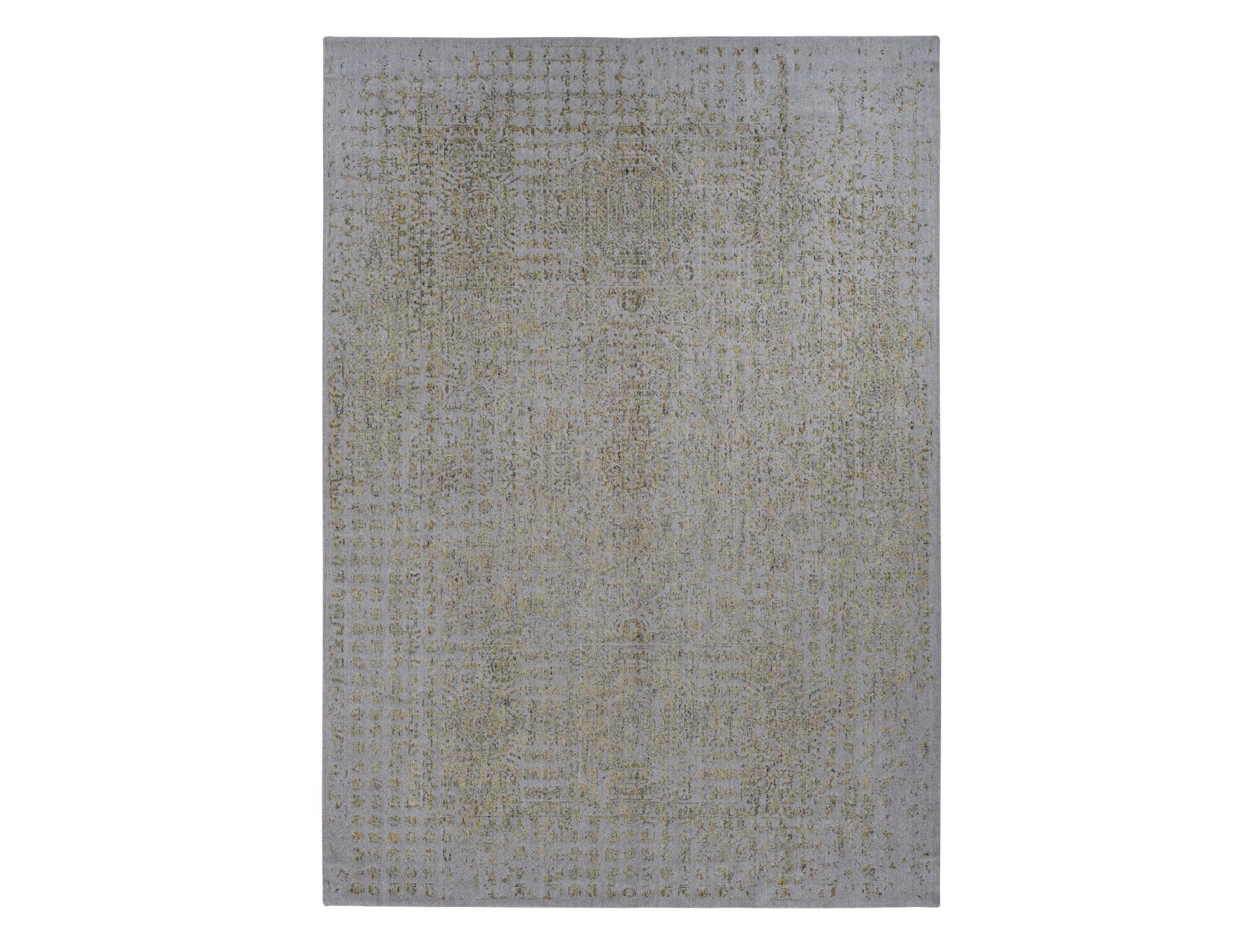 Mamluk Transitional hand-knotted wool/silk rug in Gray, 9'10" x 14' — SKU O087112