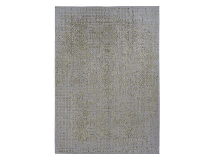 Mamluk Transitional hand-knotted wool/silk rug in Gray, 9'10" x 14' — SKU O087112