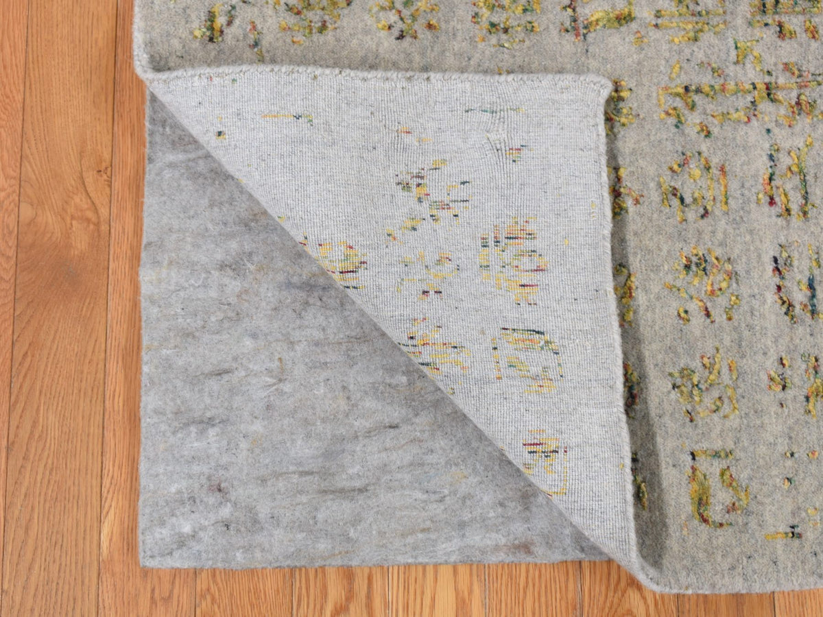 Mamluk Transitional hand-knotted wool/silk rug in Gray, 9'10" x 14' — SKU O087112 (view 4)