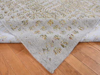 Mamluk Transitional hand-knotted wool/silk rug in Gray, 9'10" x 14' — SKU O087112 (view 5)