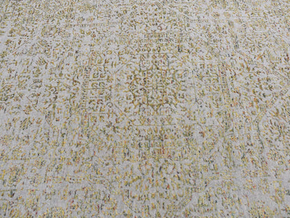 Grey 9'10" x 14'0" Transitional Handloom Wool/Silk Rug - Sku: O087112