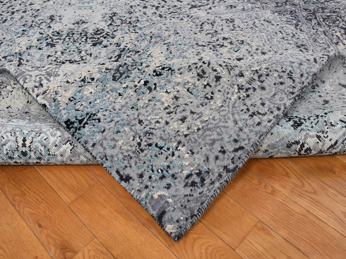 Modern / Contemporary hand-knotted wool/silk rug in Gray, 9'1" x 12'2" — SKU O087115 (view 5)