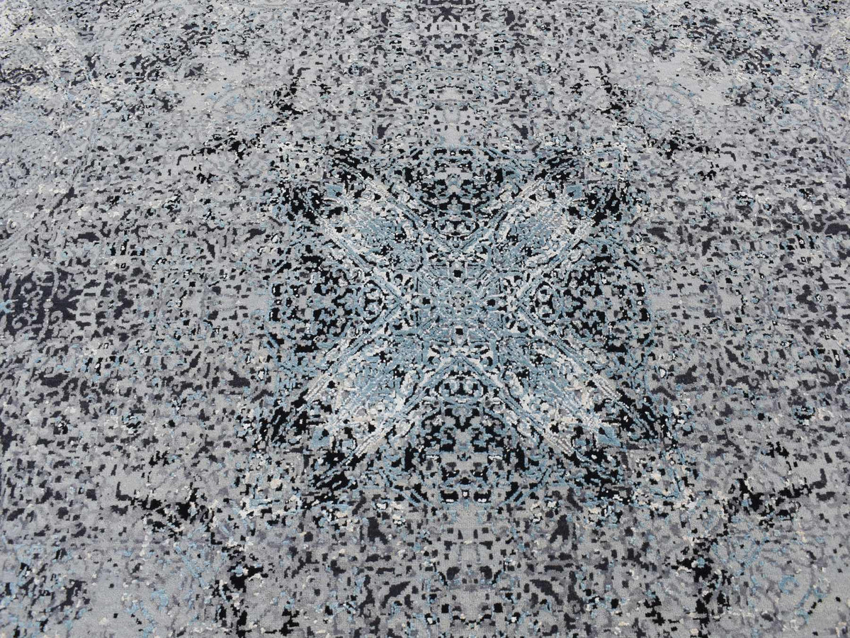 Modern / Contemporary hand-knotted wool/silk rug in Gray, 9'1" x 12'2" — SKU O087115 (view 8)