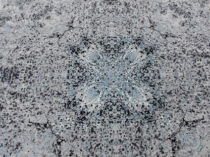 Modern / Contemporary hand-knotted wool/silk rug in Gray, 9'1" x 12'2" — SKU O087115 (view 8)