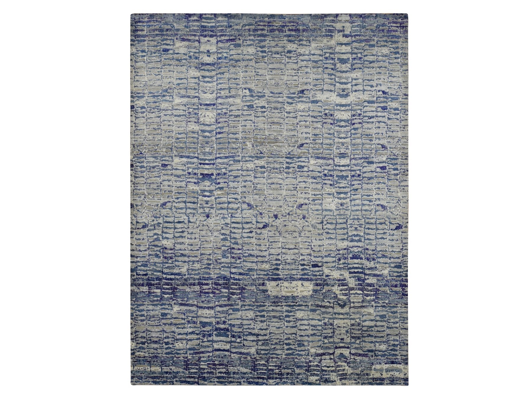 Modern / Contemporary hand-knotted sari silk rug in Blue, 9' x 12'2" — SKU O087118