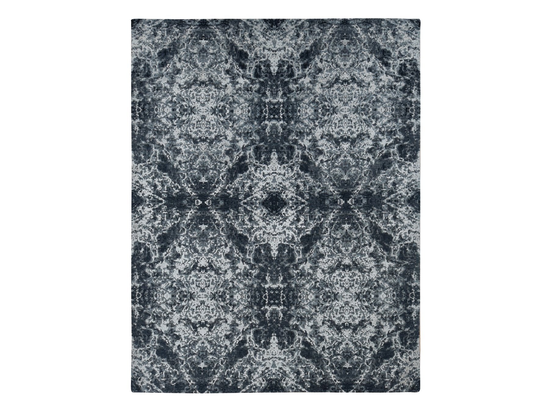 Modern / Contemporary hand-knotted wool/silk rug in Black, 9'2" x 12' — SKU O087119
