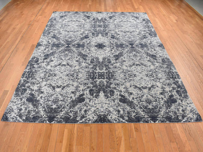 Black 9'2" x 12'0" Modern and Contemporary Hand knotted Wool/Silk Rug - Sku: O087119