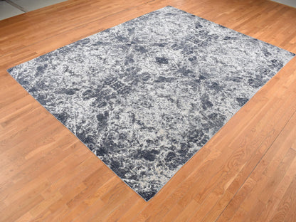 Black 9'2" x 12'0" Modern and Contemporary Hand knotted Wool/Silk Rug - Sku: O087119