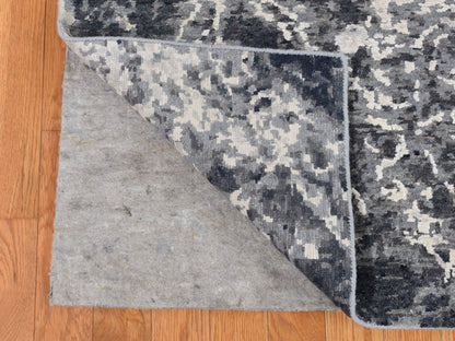Black 9'2" x 12'0" Modern and Contemporary Hand knotted Wool/Silk Rug - Sku: O087119