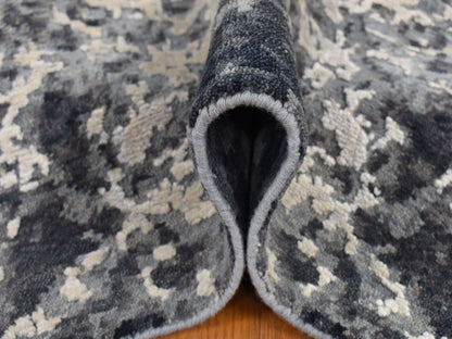 Black 9'2" x 12'0" Modern and Contemporary Hand knotted Wool/Silk Rug - Sku: O087119