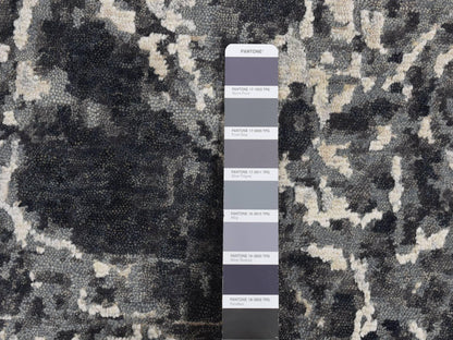 Black 9'2" x 12'0" Modern and Contemporary Hand knotted Wool/Silk Rug - Sku: O087119