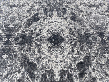 Black 9'2" x 12'0" Modern and Contemporary Hand knotted Wool/Silk Rug - Sku: O087119