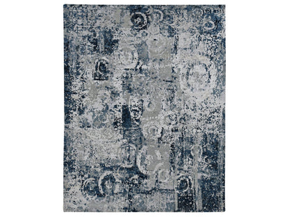 Modern / Contemporary hand-knotted wool/silk rug in Gray, 9'3" x 12' — SKU O087120