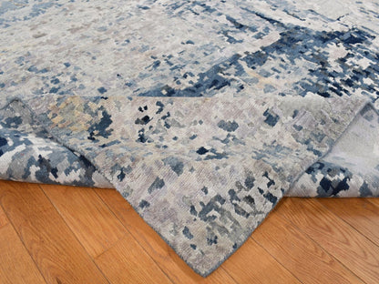 Modern / Contemporary hand-knotted wool/silk rug in Gray, 9'3" x 12' — SKU O087120 (view 5)