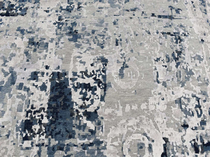 Modern / Contemporary hand-knotted wool/silk rug in Gray, 9'3" x 12' — SKU O087120 (view 8)