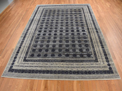 Modern / Contemporary hand-knotted wool/silk rug in Gray & Owl Gray, 9' x 12' — SKU O087121 (view 2)