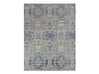 Blue 9'1" x 12'2" Modern and Contemporary Hand knotted Wool/Silk Rug - Sku: O087122