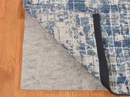 Blue 9'1" x 12'2" Modern and Contemporary Hand knotted Wool/Silk Rug - Sku: O087122